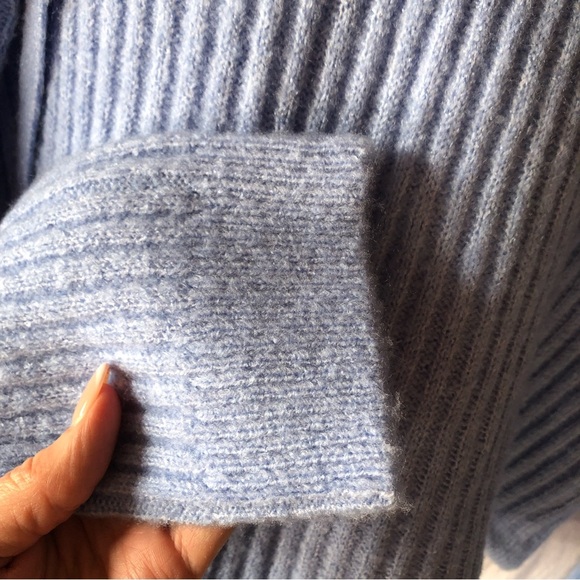 NOBO ribbed super soft pullover v neck hoodie in sky blue size L - Picture 4 of 7